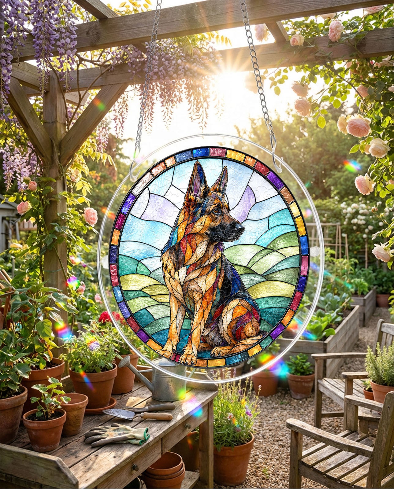 Acrylic Jigsaw Puzzle Suncatcher - German Shepherd