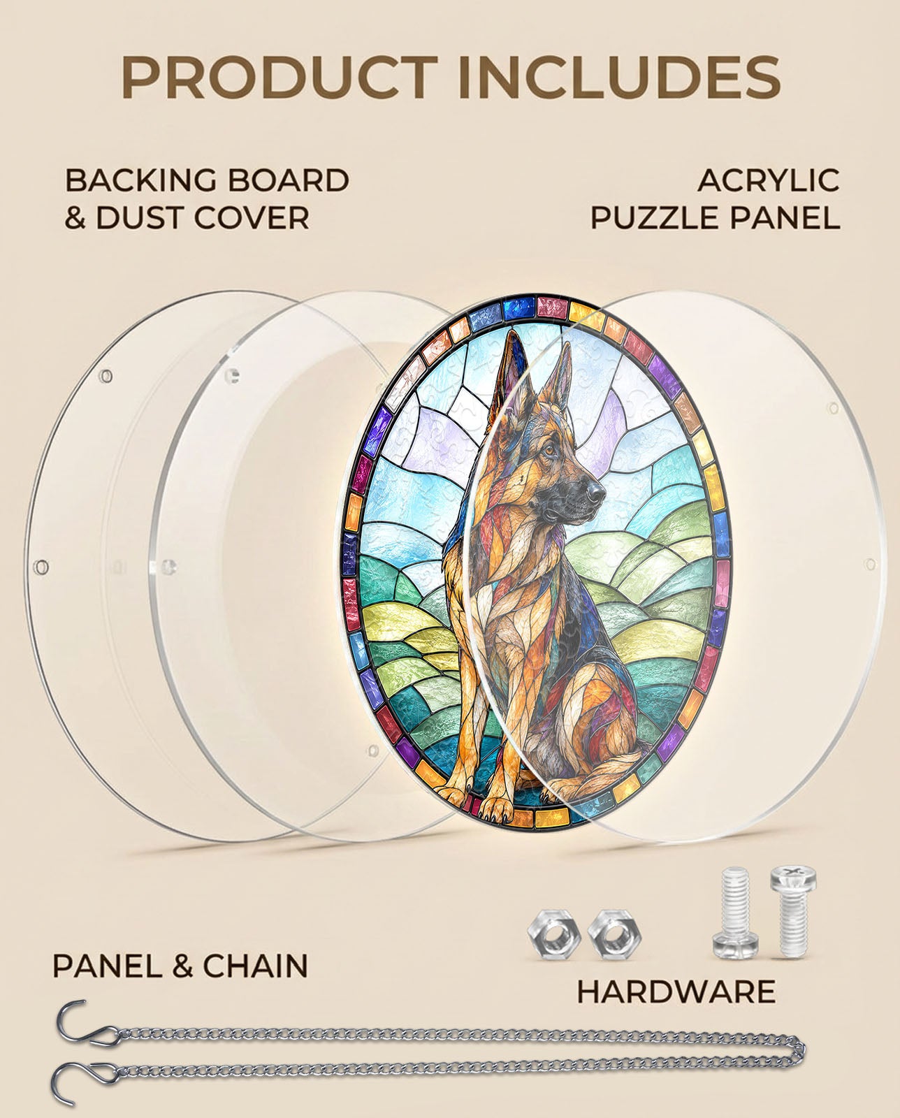Acrylic Jigsaw Puzzle Suncatcher - German Shepherd