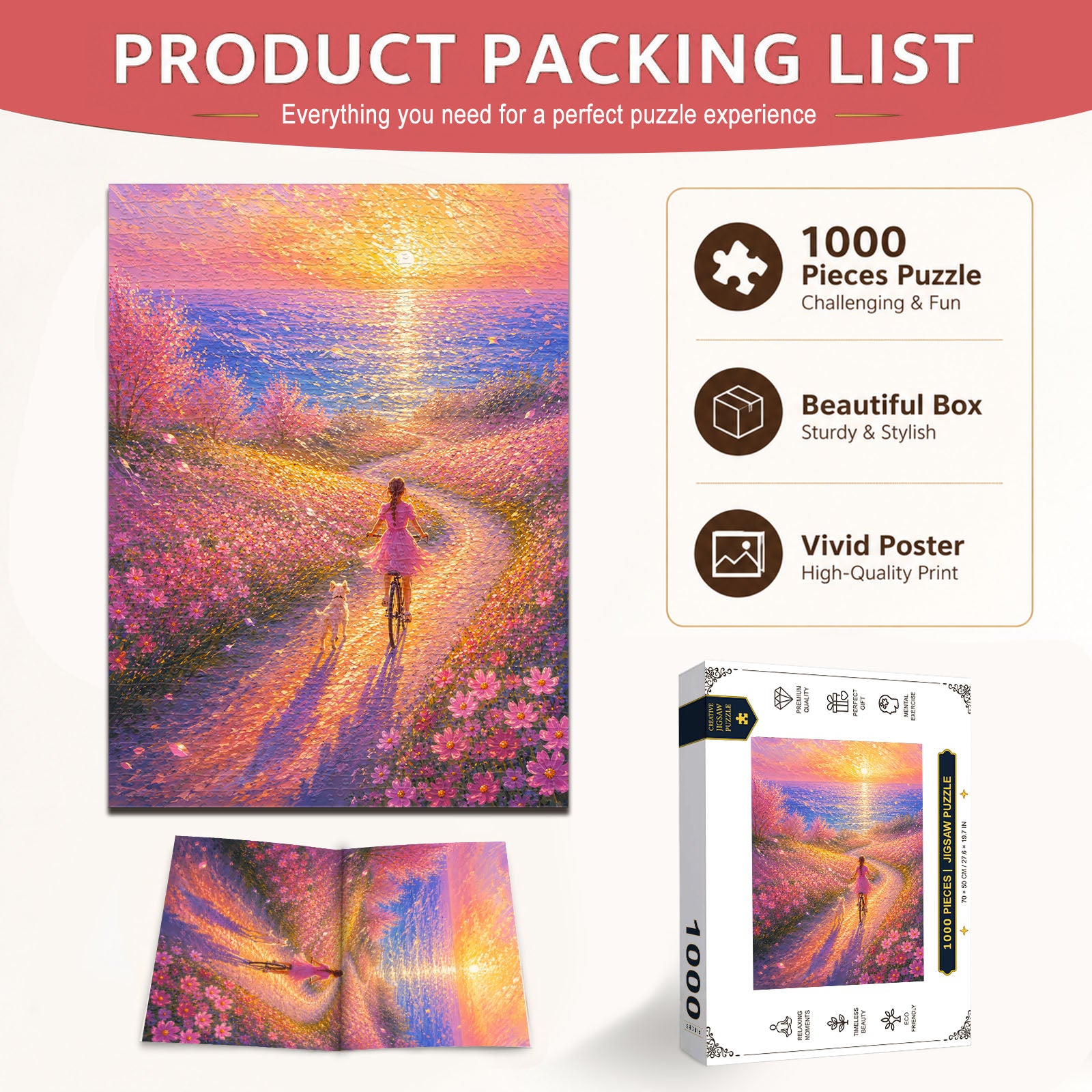 Pink Blossom Path 1000 Piece Puzzle