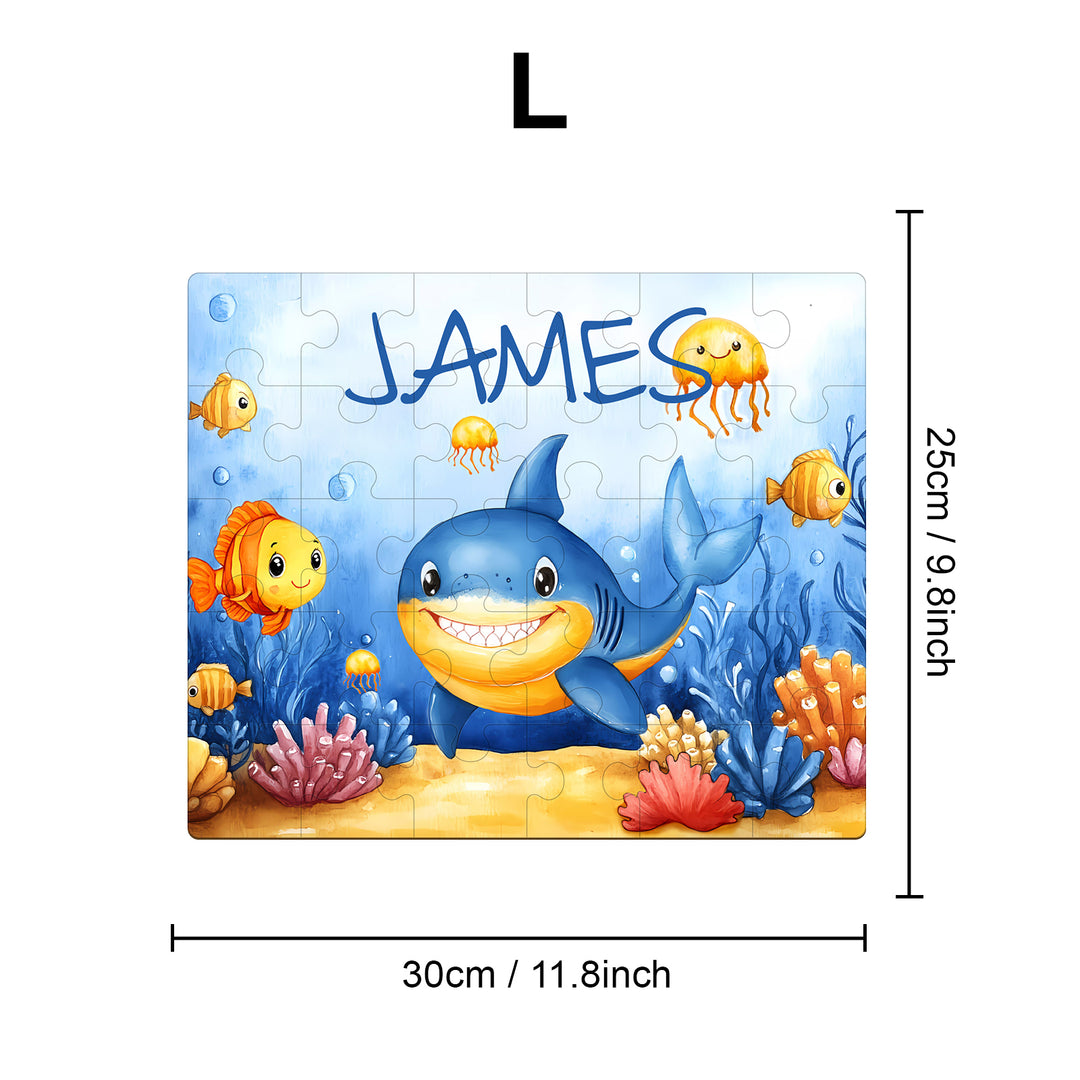 Ocean Friends - Children's Custom Name Wooden Jigsaw Puzzle