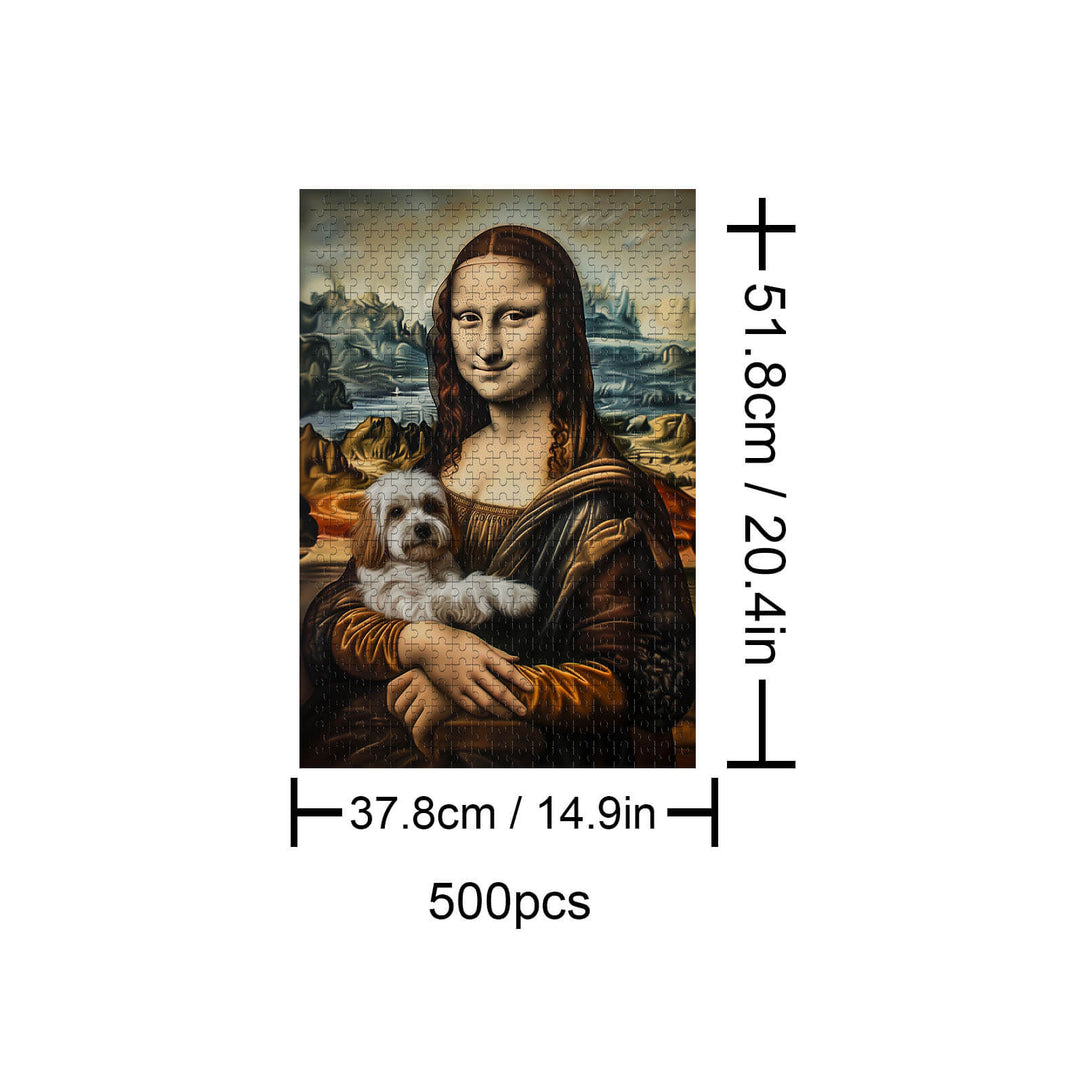 Mona Lisa and Puppy 500 / 1000 Piece Puzzle