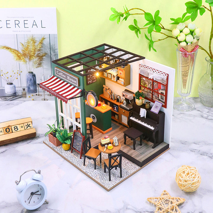 Lucky Cafe House - DIY Dollhouse Kit,3D Wooden Puzzle - By Woodbests