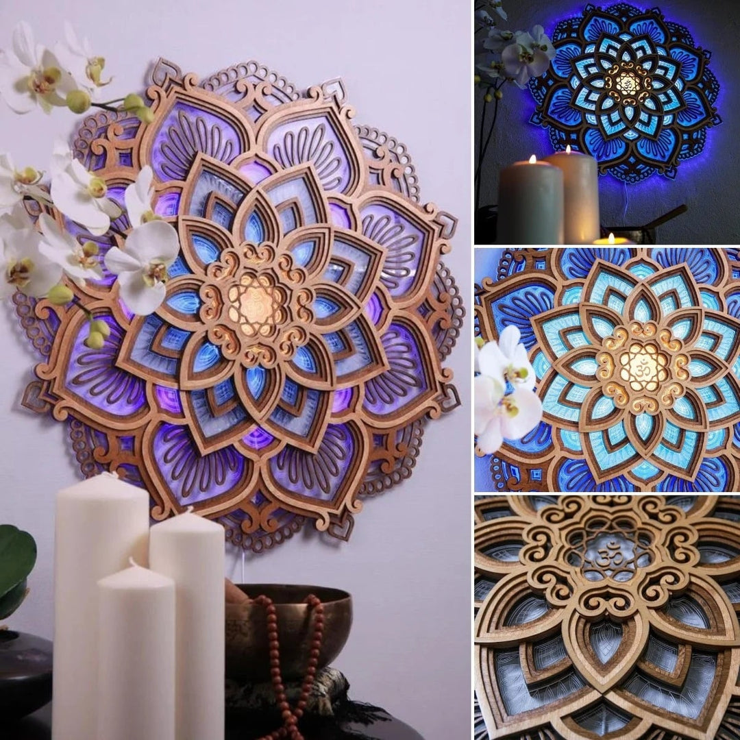 Wooden Mandala Wall Decor Mood Light