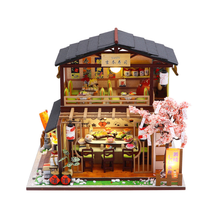 Sakura Sushi House - DIY Dollhouse Kit,3D Wooden Puzzle - By Woodbests