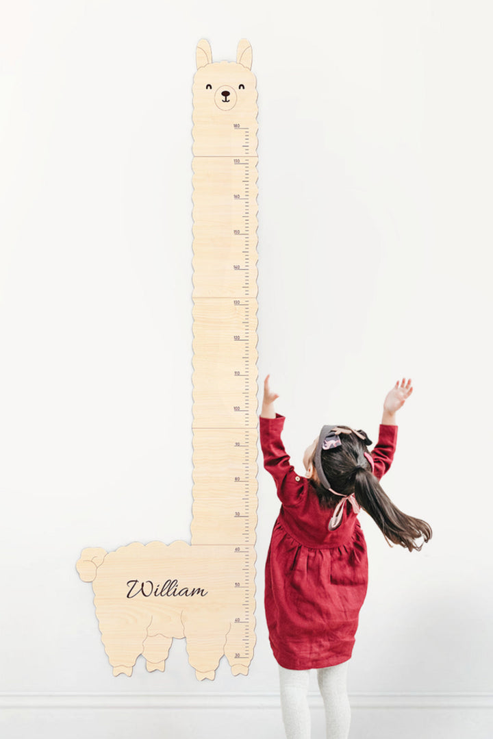 Personalized Wooden Alpaca Llama Growth Chart Ruler