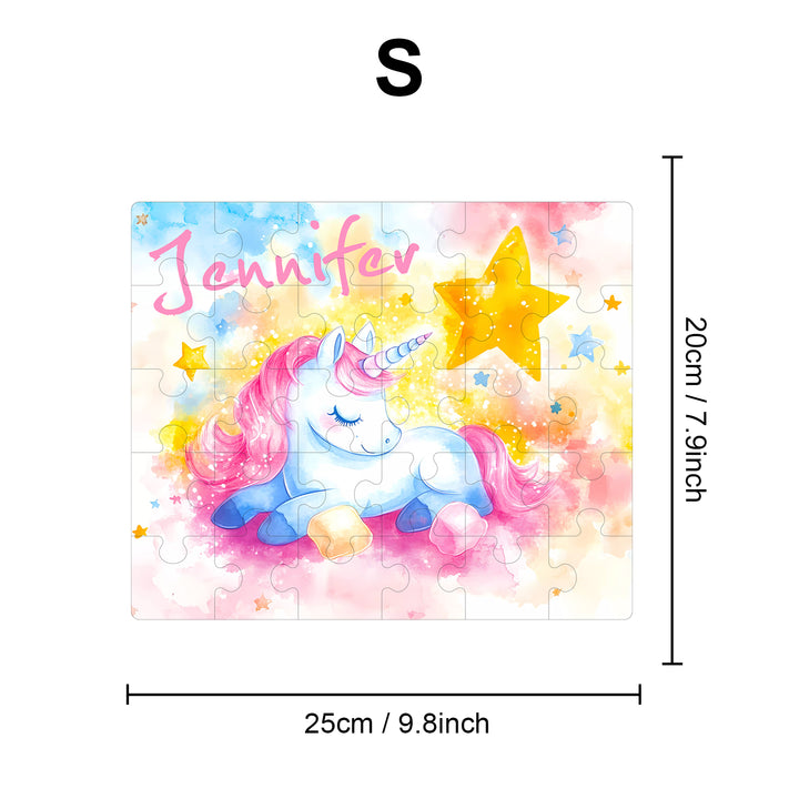 Sleeping Unicorn - Children's Name Custom Wooden Jigsaw Puzzle