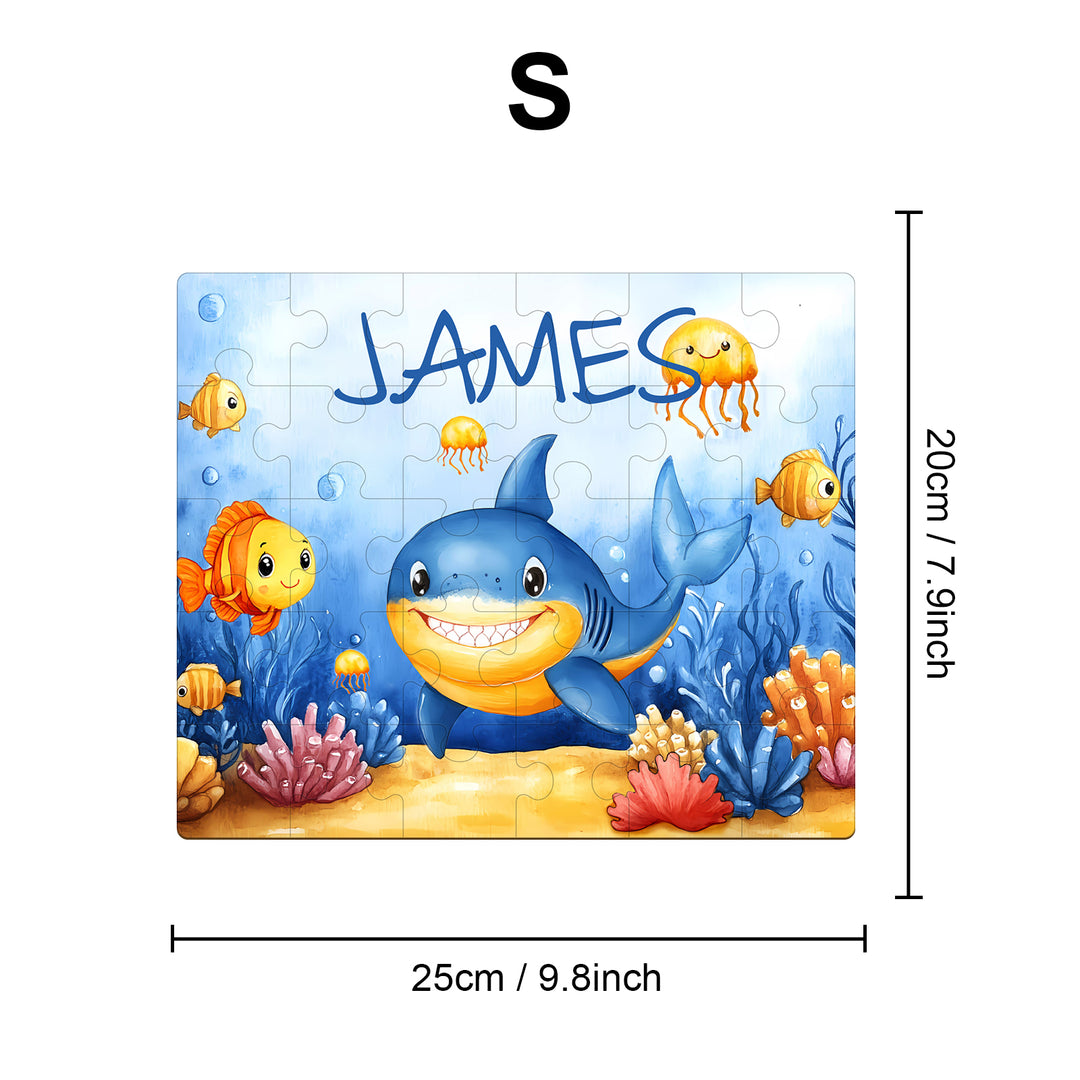 Ocean Friends - Children's Custom Name Wooden Jigsaw Puzzle