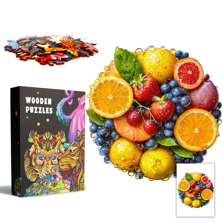 Buntes Obst Holzpuzzle