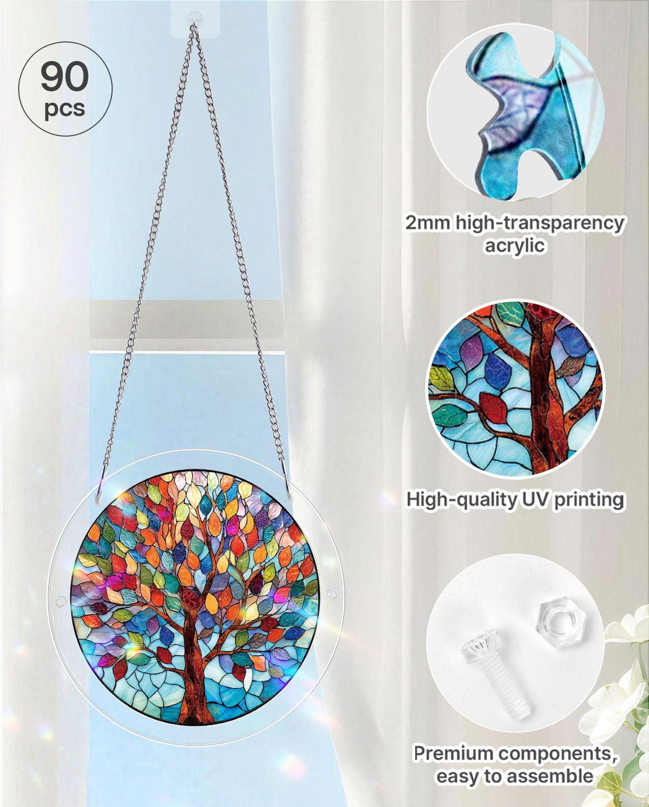Puzzle Acrylique Attrape-Soleil - Arbre de Vie Vif