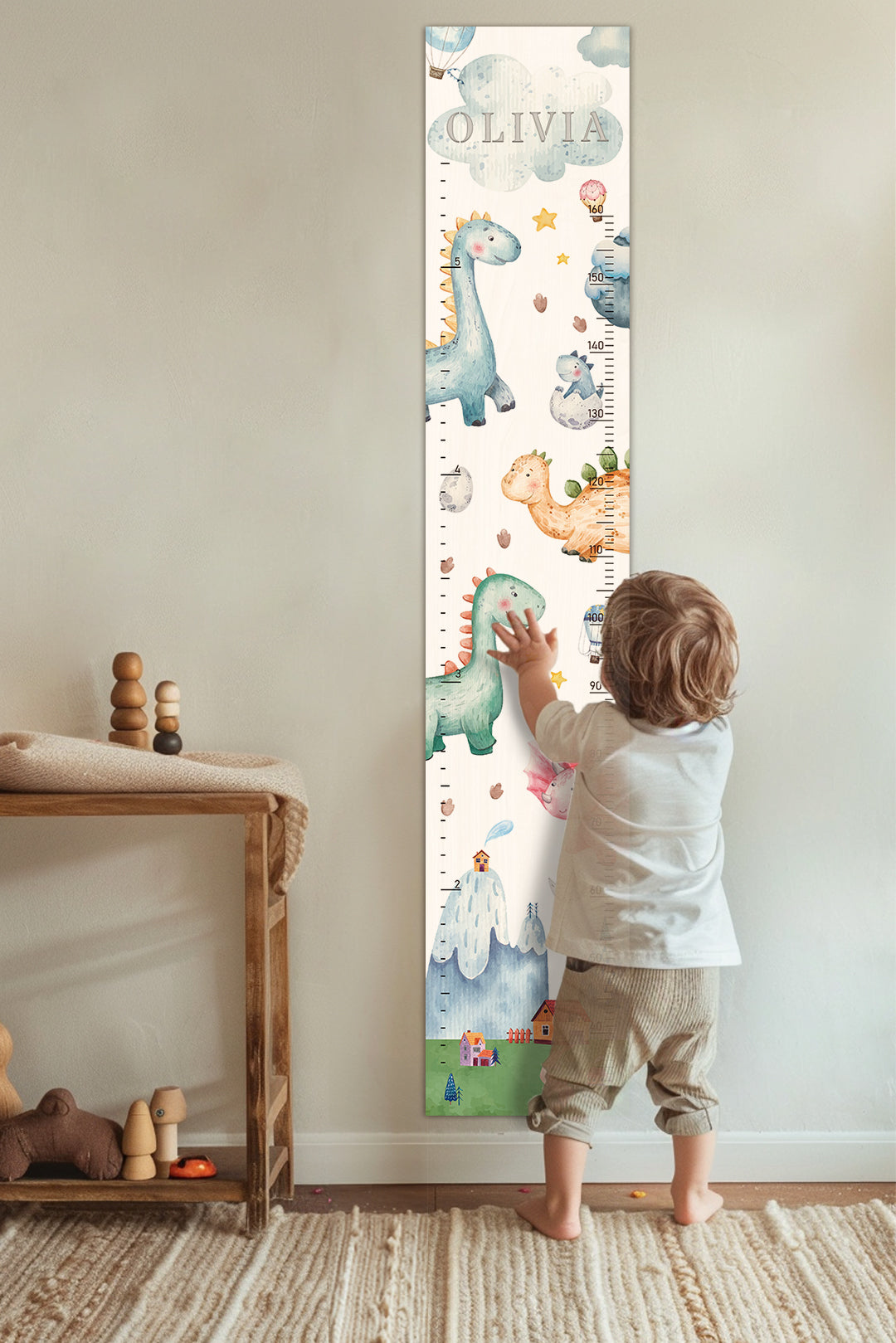 Personalized Wooden Dinosaur Growth Chart Height Ruler – Woodbests