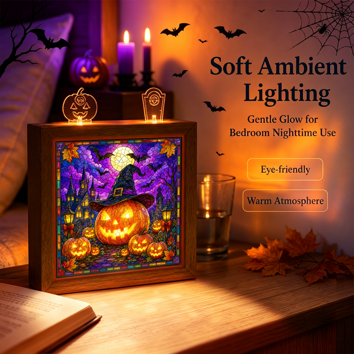 Acrylic Puzzle Night Light - Witch Hat Pumpkin