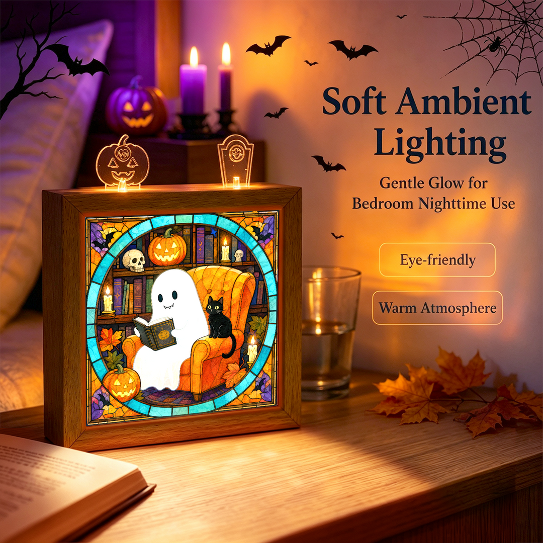 Acrylic Puzzle Night Light -Ghost Cat Reading