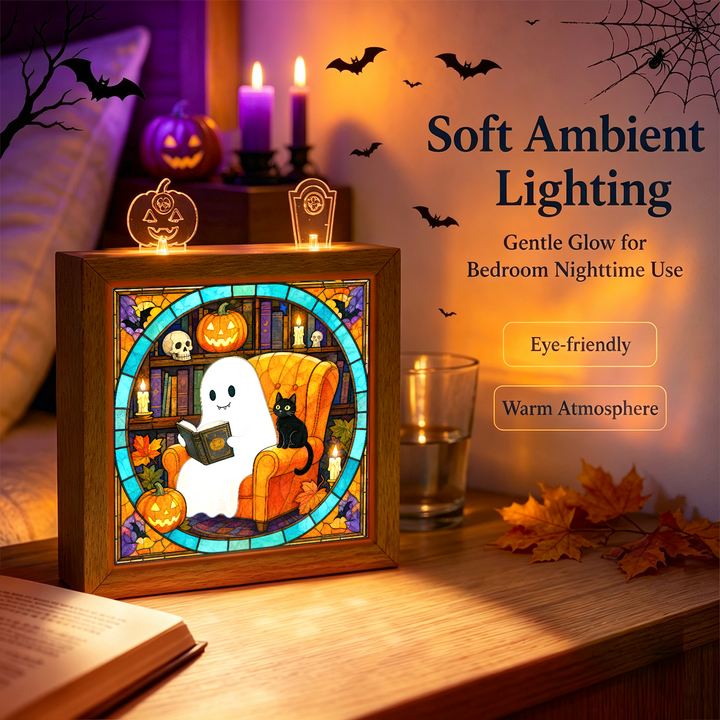 Acrylic Puzzle Night Light -Ghost Cat Reading