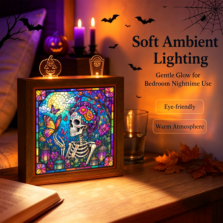 Acrylic Puzzle Night Light - Floral Skull