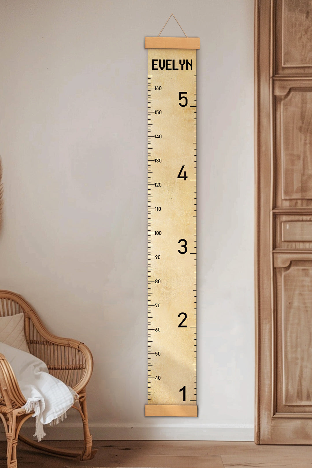 Règle de hauteur suspendue en toile style vintage personnalisée