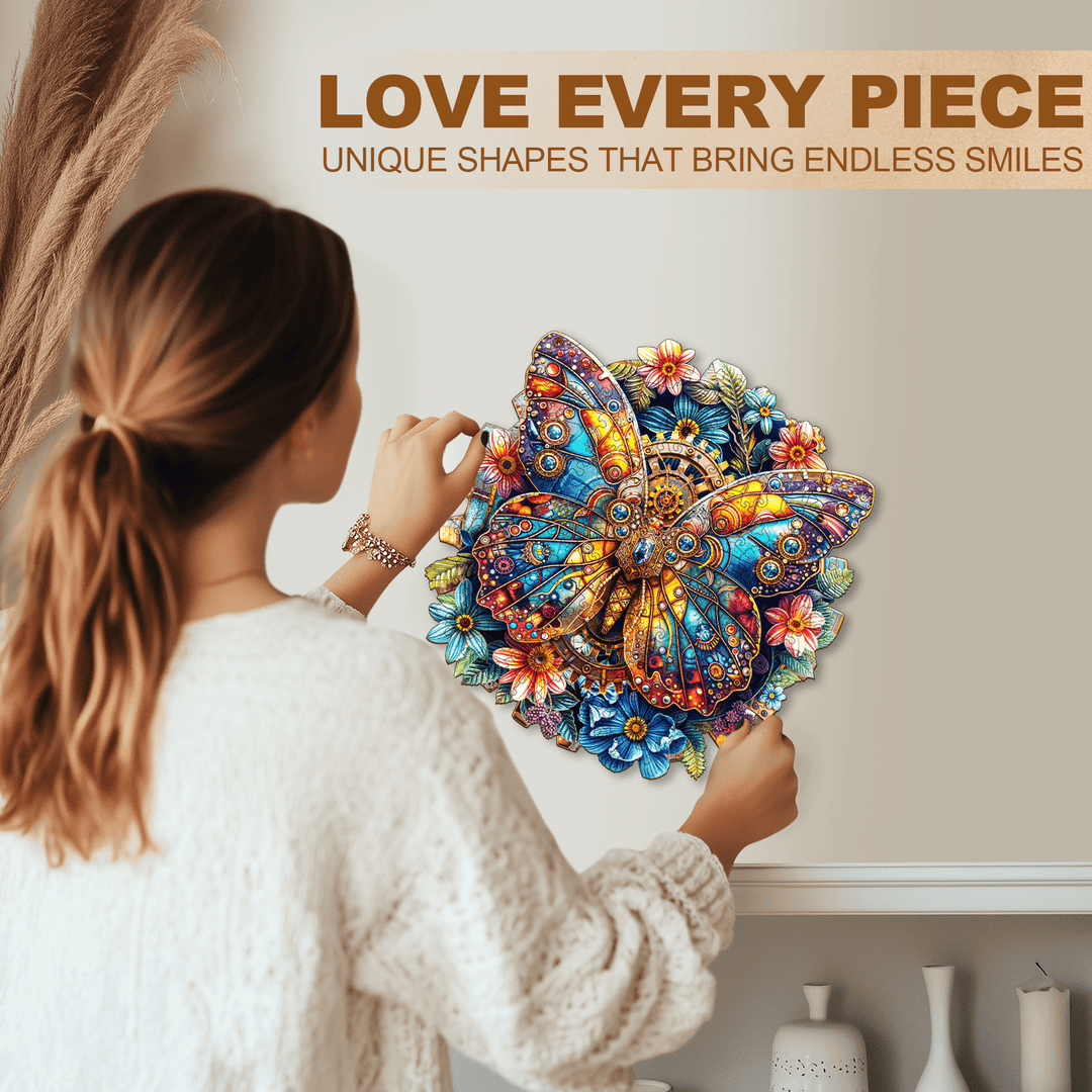 gear butterfly Wooden Jigsaw Puzzle
