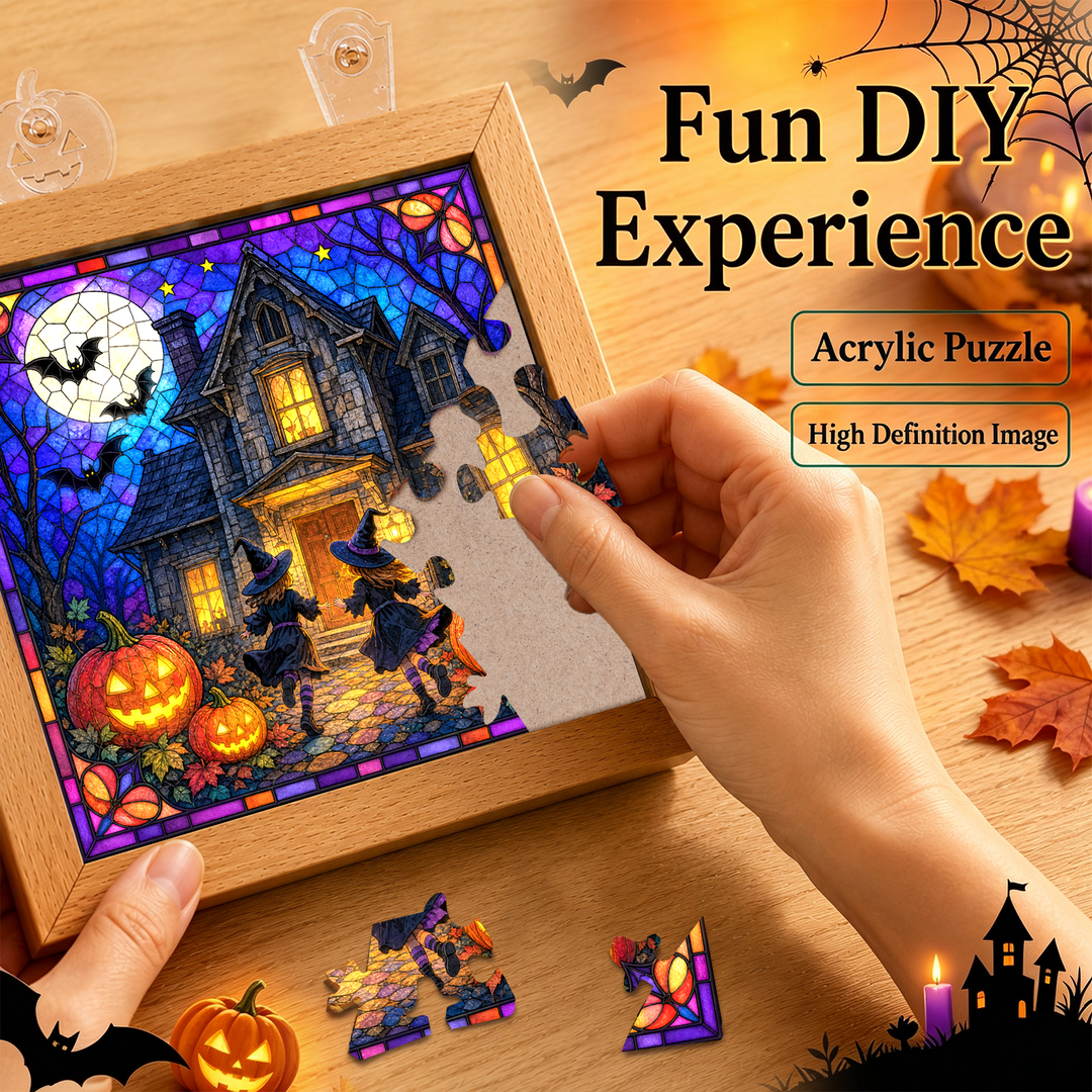 Acrylic Puzzle Night Light - Two Witches' Night Visit