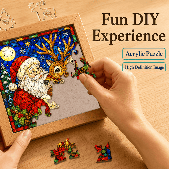 Acrylic Puzzle Night Light - Santa Claus and Reindeer