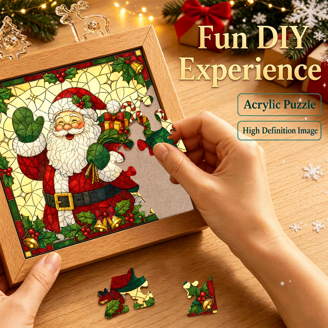 Acrylic Puzzle Night Light - Gift Giving Santa