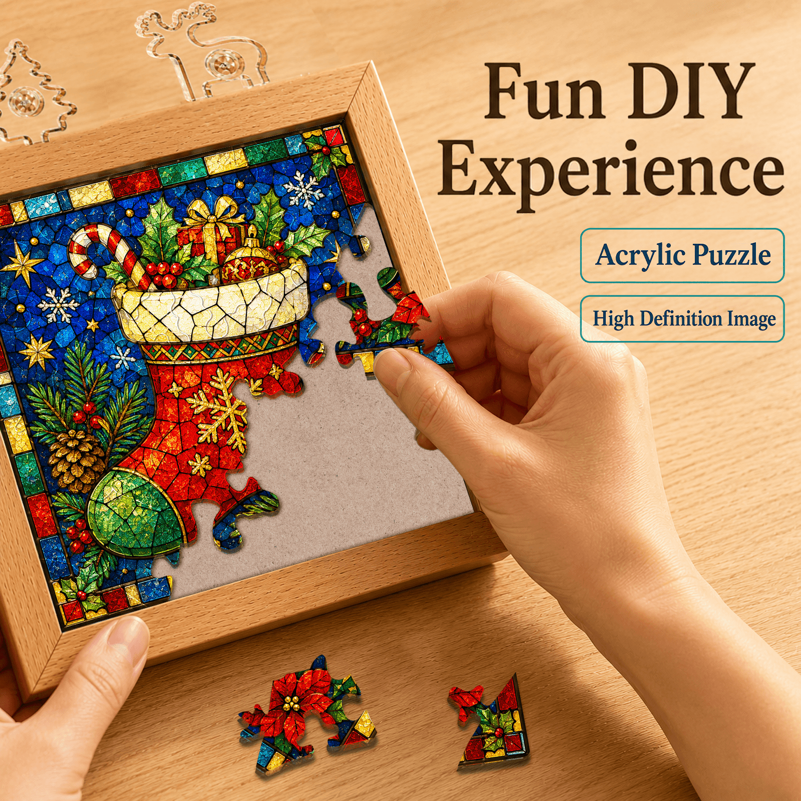 Acrylic Puzzle Night Light - Christmas Stocking for Gifts
