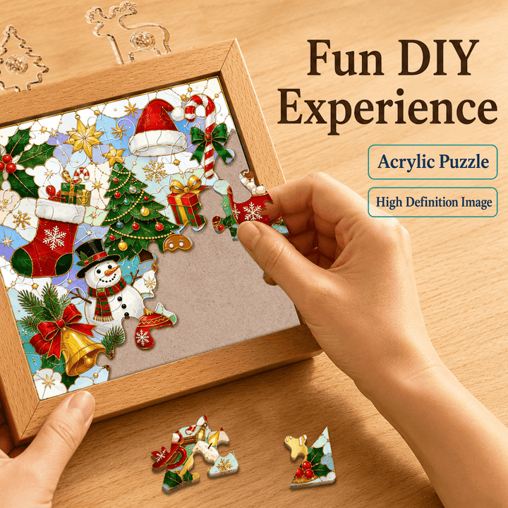 Acrylic Puzzle Night Light - Festive Snowman