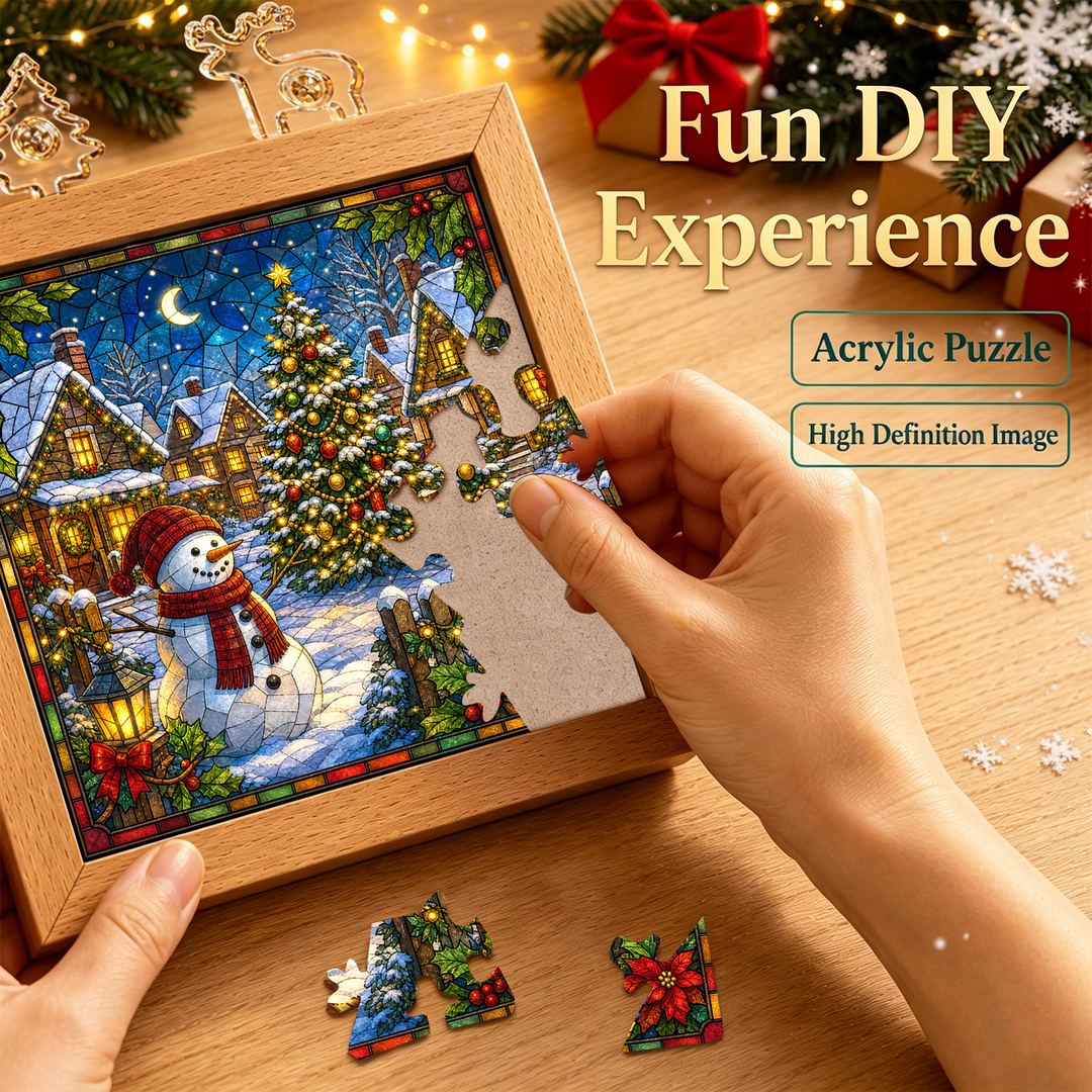 Acrylic Puzzle Night Light - Christmas Snow Village