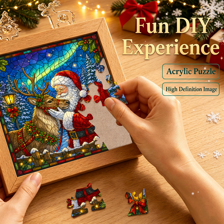 Acrylic Puzzle Night Light - Aurora Reindeer