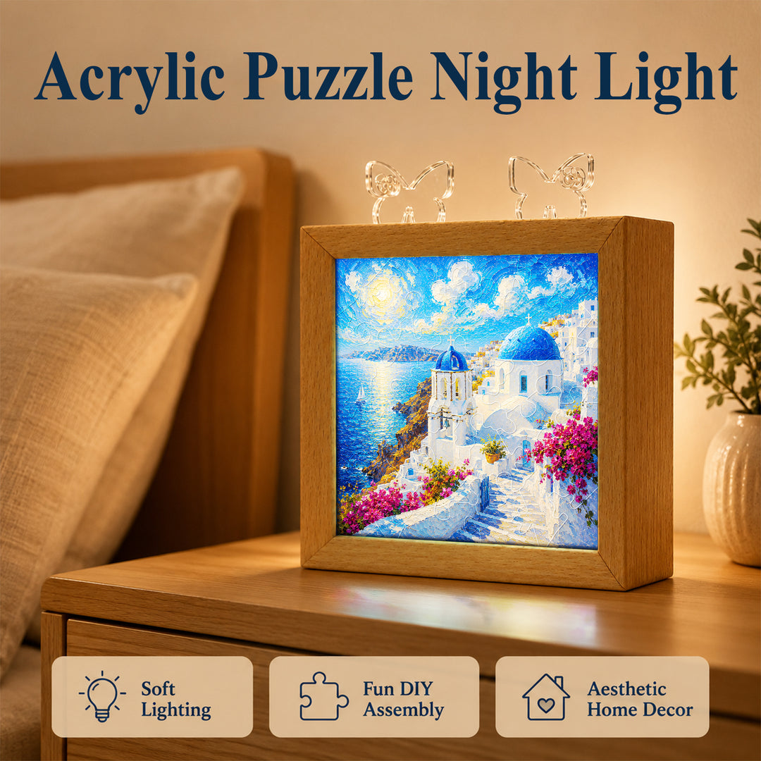 Acrylic Puzzle Night Light - Santorini Sunlight