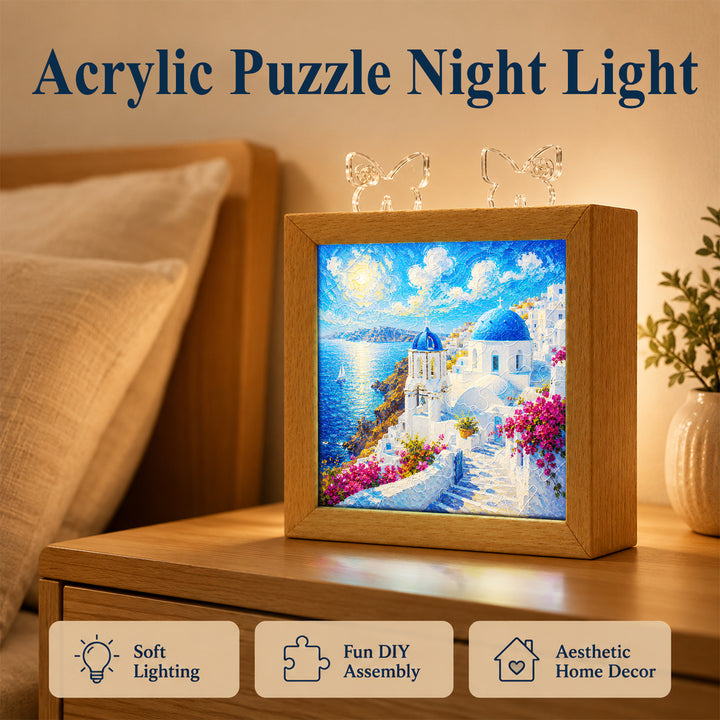 Acrylic Puzzle Night Light - Santorini Sunlight