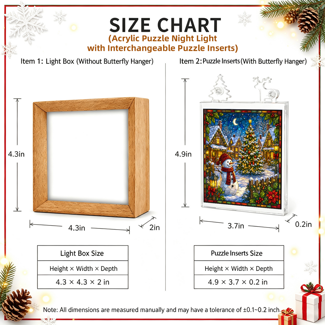 Acrylic Puzzle Night Light - Christmas Snow Village