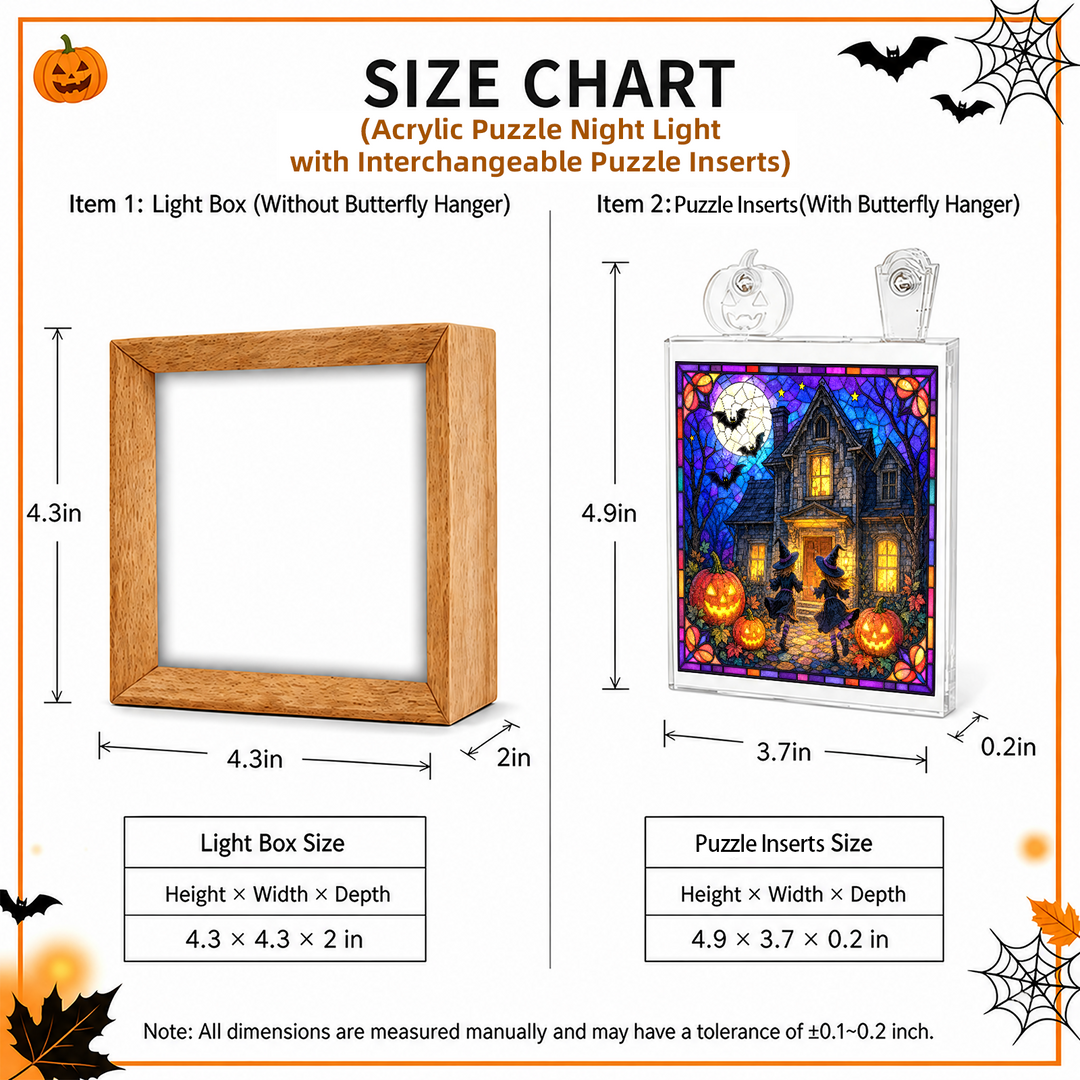 Acrylic Puzzle Night Light - Two Witches' Night Visit