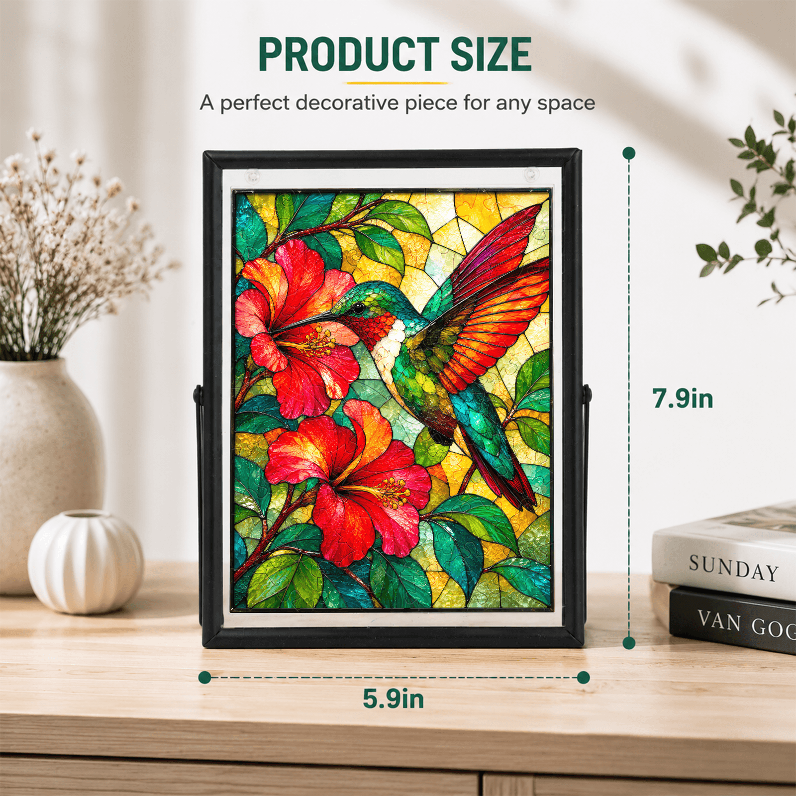 Acrylic Puzzle Art Piece - Emerald Flame Hummingbird