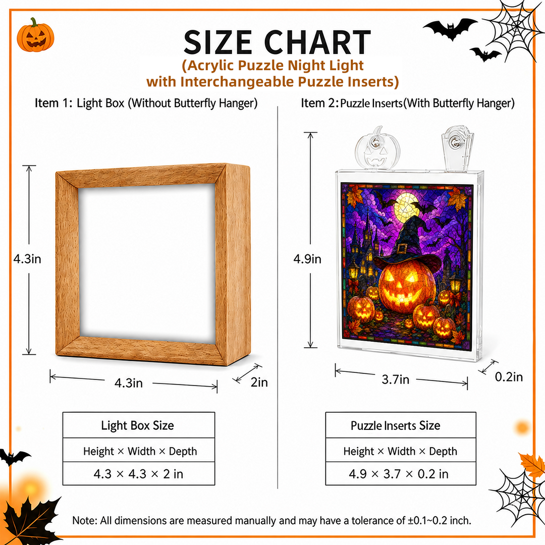 Acrylic Puzzle Night Light - Witch Hat Pumpkin
