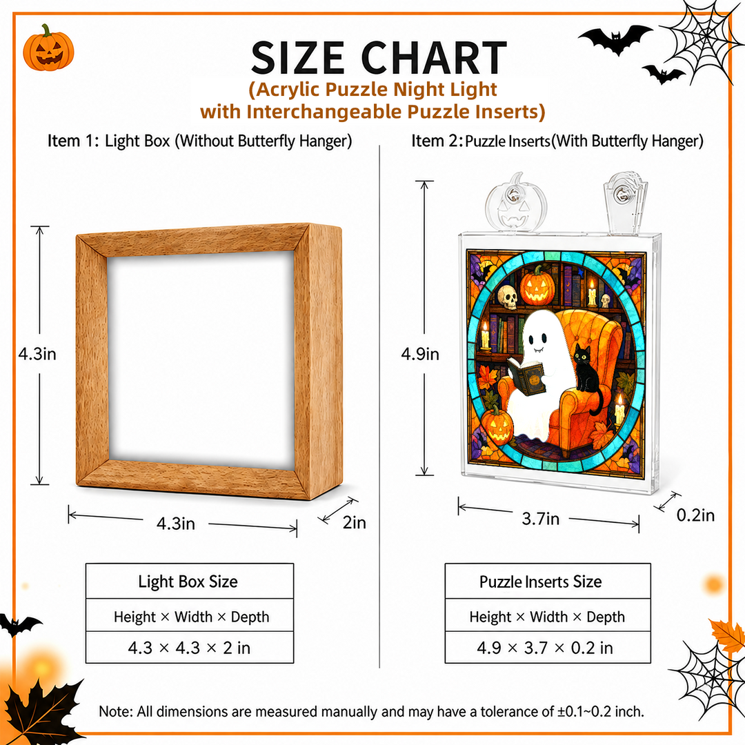 Acrylic Puzzle Night Light -Ghost Cat Reading