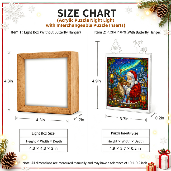 Acrylic Puzzle Night Light - Aurora Reindeer