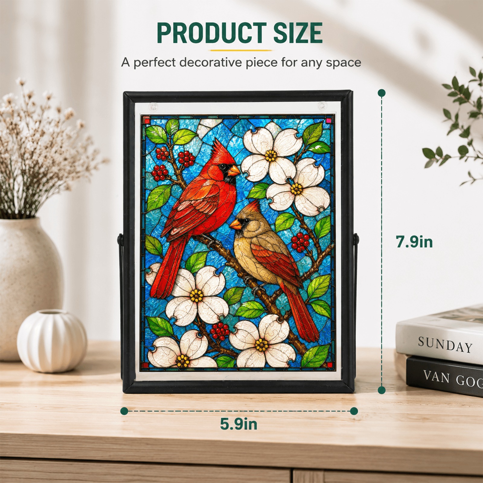 Acrylic Puzzle Art Piece - Cardinal Fiery Red Gem