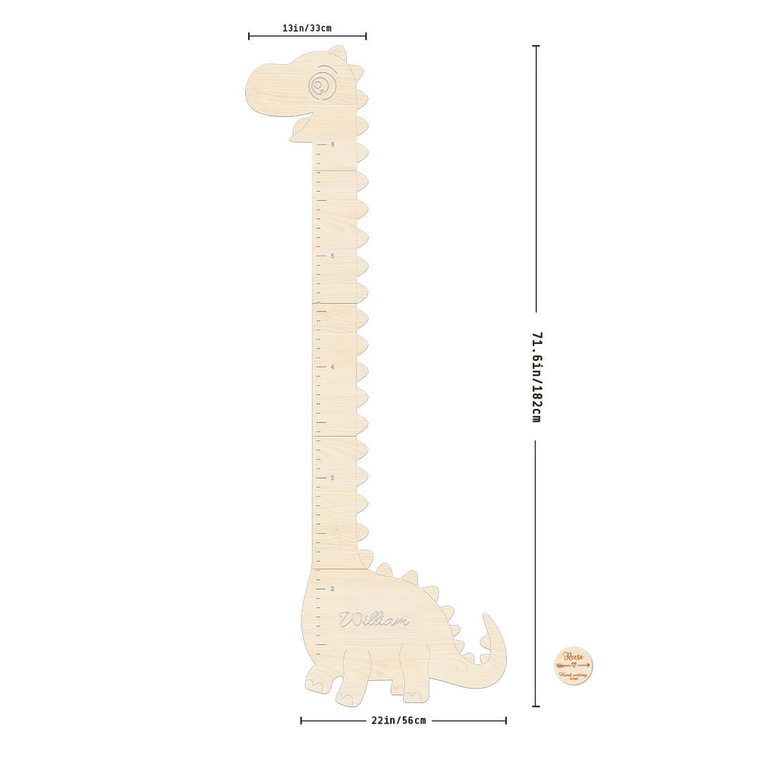 Personalized Wooden Dinosaur Growth Chart Height Ruler