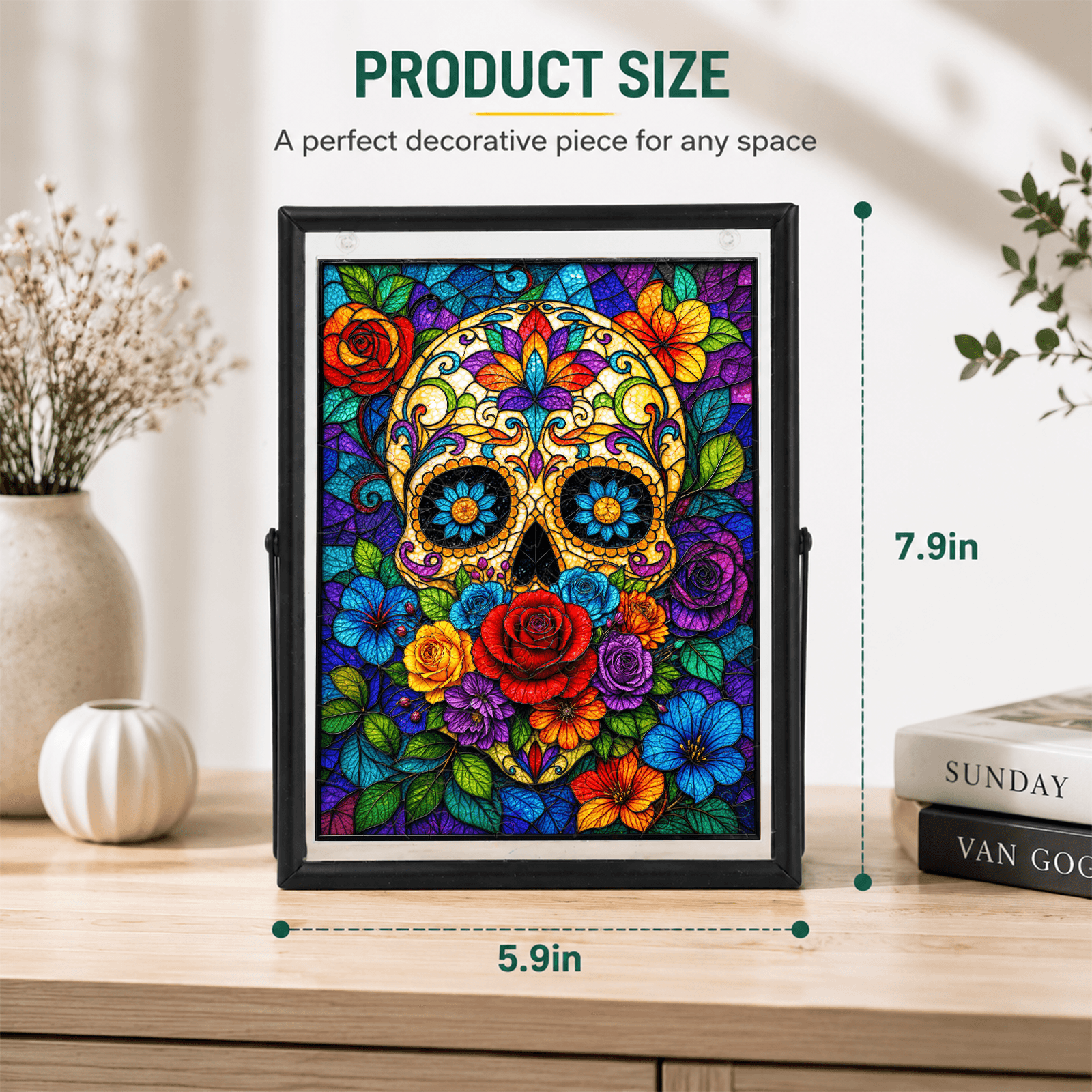 Acrylic Puzzle Art Piece – Colorful Sugar Skull & Floral