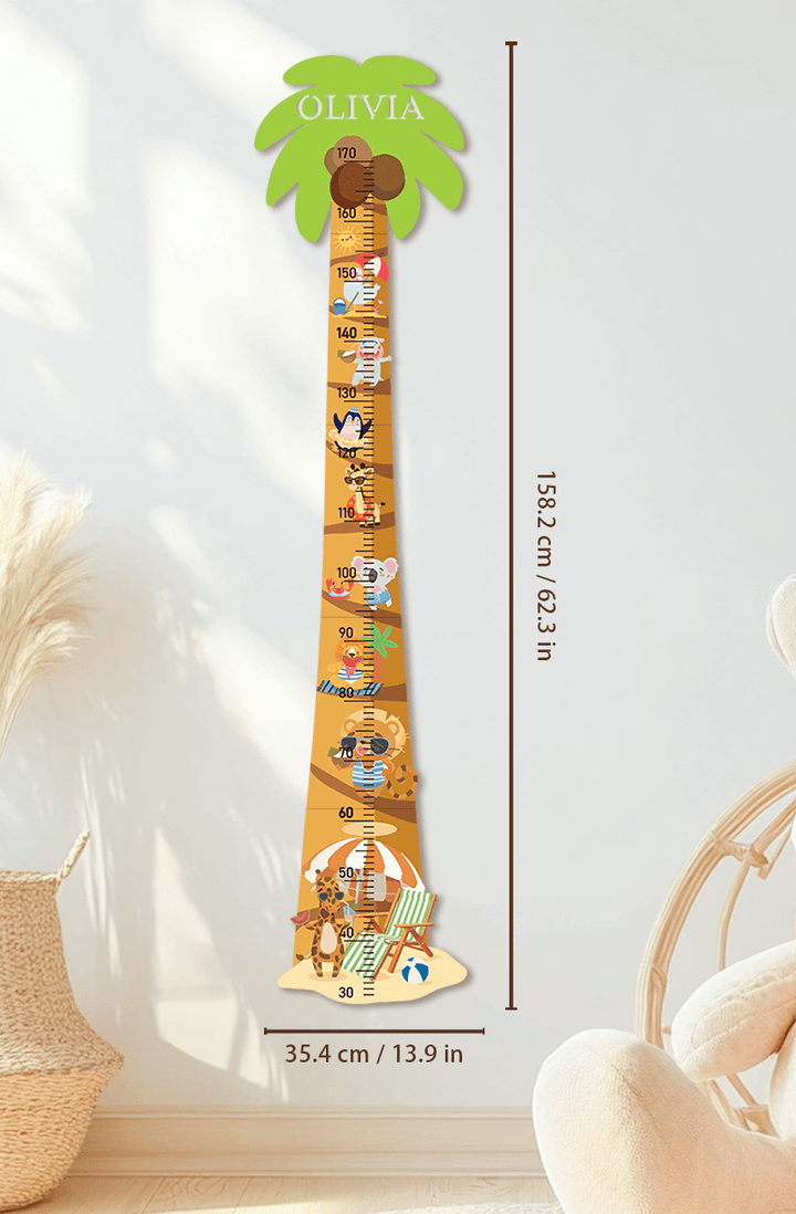 Personalized Wooden Coconut Palm Beach Growth Chart Ruler