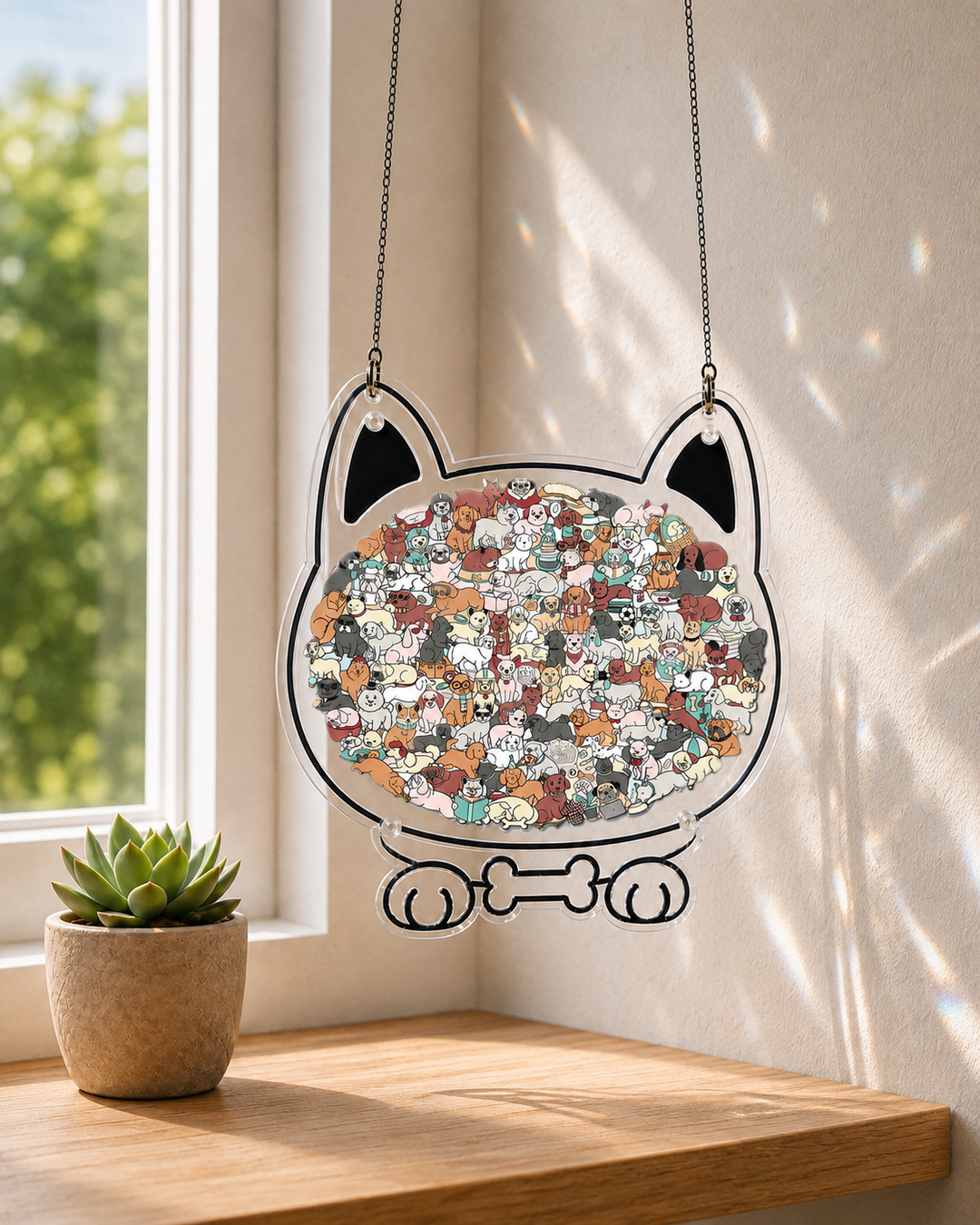 Acrylic Jigsaw Puzzle Suncatcher - Puppy Club
