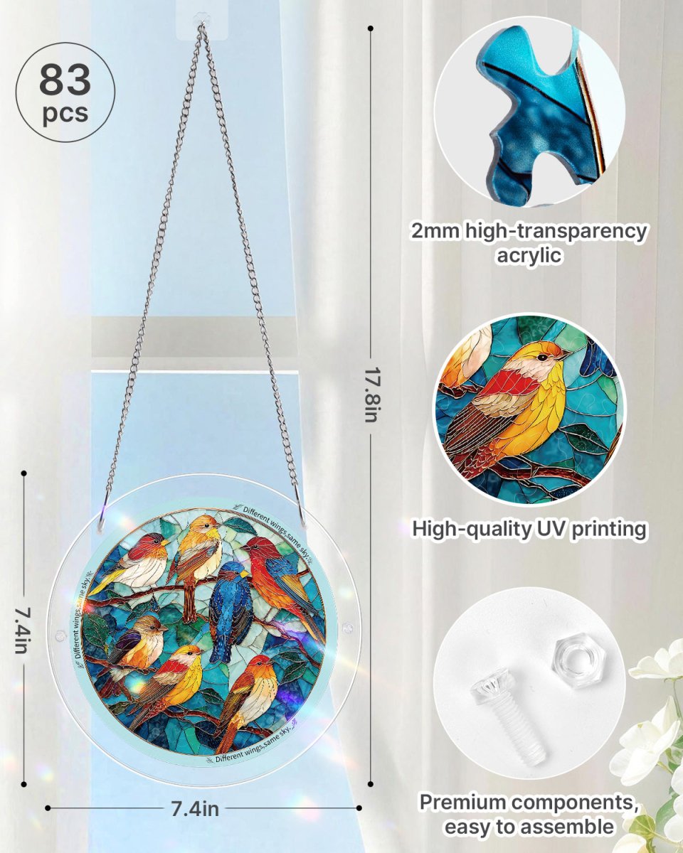 Acrylic Jigsaw Puzzle Suncatcher - Glowing Feather Haven