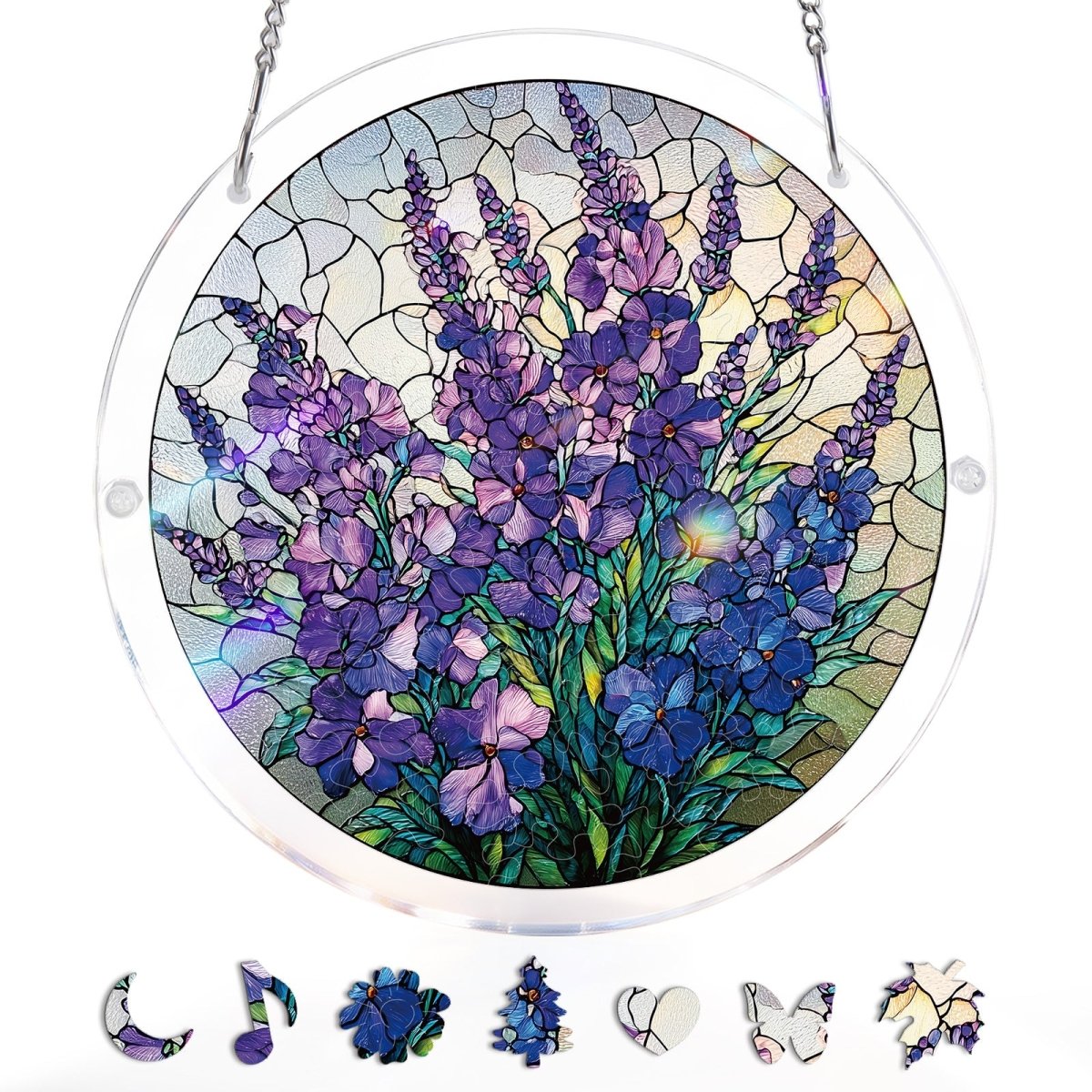 Attrape-soleil puzzle en acrylique - Grâce du jardin violet