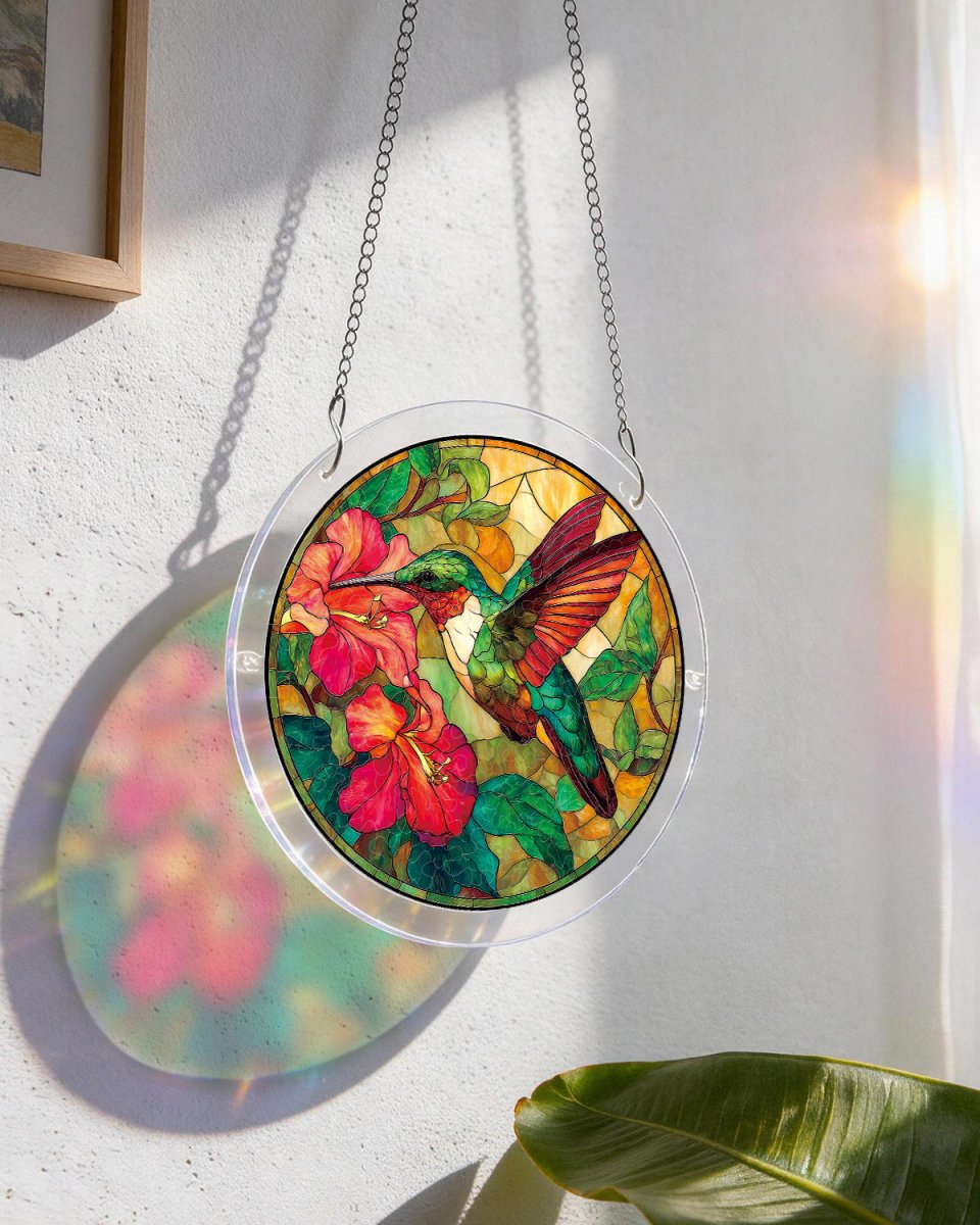 Acrylic Jigsaw Puzzle Suncatcher - Emerald Flame Hummingbird