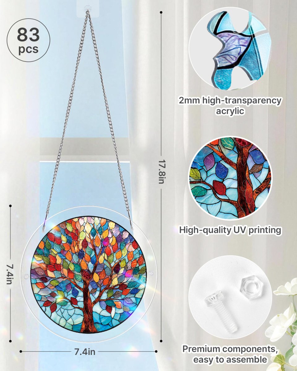 Acrylic Jigsaw Puzzle Suncatcher - Vivid Tree of Life