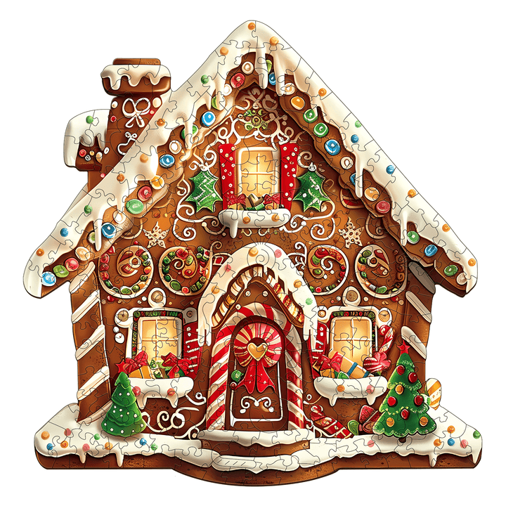 Puzzle en bois Père Noël dans la cheminée-1