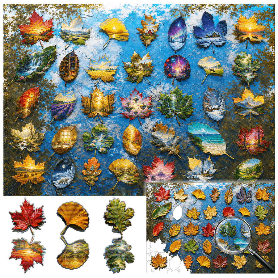 Wet Autumn Leaves - Morphing Lenticular Puzzle