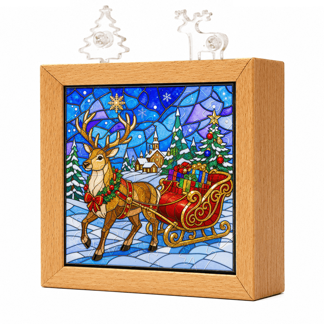 Acrylic Puzzle Night Light - Snowy Reindeer