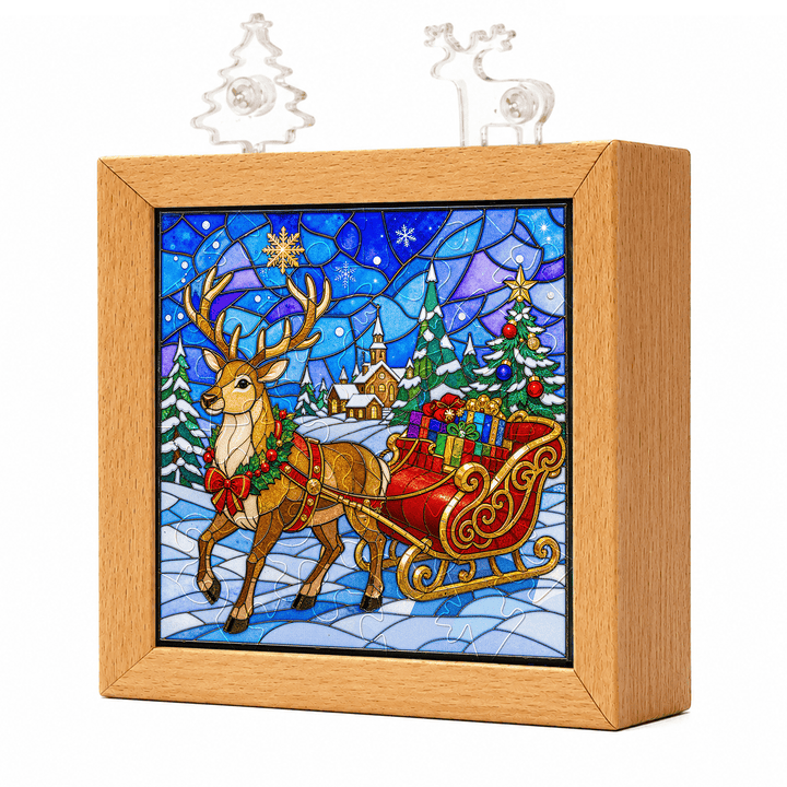 Acrylic Puzzle Night Light - Snowy Reindeer