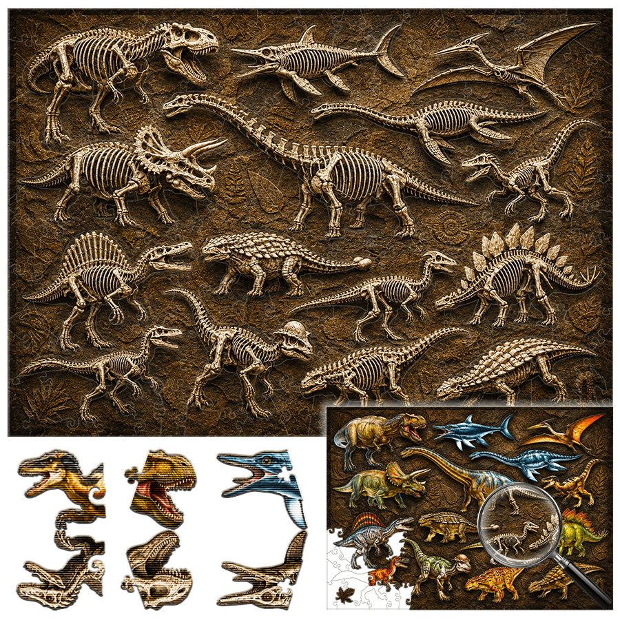 Prehistoric Fossils - Morphing Lenticular Puzzle