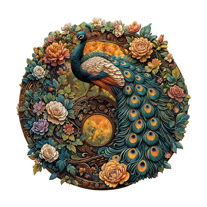 Yin Yang Peacock Wooden Jigsaw Puzzle